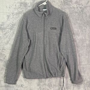 Columbia Grey Soft Full Zip Cinch Waist Zipper Pockets Fleece Jacket Size Medium